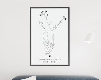 Personalized Couple Print, Couples Gift, Gift for Her, Boyfriend Girlfriend Print, Customized Couple Gift, Anniversary Gift,Valentines day