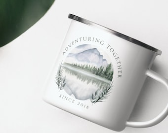 Adventuring Together Mug, Anniversary Gift, Camp Mug, Wedding Mug, Anniversary Mug, Mountain Mug,Personalized Coffee Mug,Valentines Day Gift