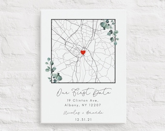 Personalized Our First Date Map, Gift for Wife, Gift for Girlfriend, Gift for Husband, Gift for boyfriend, valentines day gift for her, map