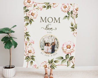 Manta del día de las madres, regalo del día de las madres, manta de estilo floral, regalo de mamá personalizado, regalo para abuelos, regalo de cumpleaños para mamá, manta de fotos