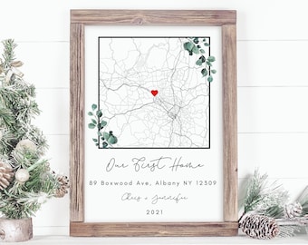 Personalized New Home Map Print – Custom Housewarming Gift – First Home Wall Art – Family Map Poster – Realtor Closing Gift Decor