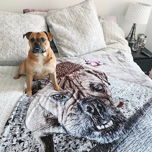 Custom Dog Face Blankets, Personalized Pet Photo Blanket, Sketch Dog Blankets, Customized Photo Throws, Dog Dad Gifts, Dog Pet Lover Gifts