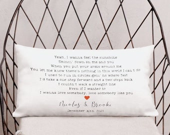 Personalized Song Lyric Pillow, Linen-Feel Anniversary Gift