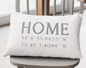 Latitude Longitude Pillow,Personalized Housewarming Gift,House Warming Gift,New Home Gift,Our First Home ,Going Away Present,Home gifts