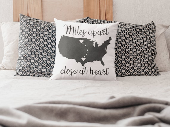Miles Apart Close at Heart Custom Pillow,Reunion Gift, Friend Gift,Christmas Gift Ideas,Grandpa Dad Gift, Christmas Gift,Family Gift, pillow