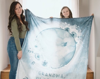 I love you to the moon and back, Christmas Gift Idea, Grandma Gift,moon blanket,Kids Blanket Personalized,Watercolor moon,Nana Blanket