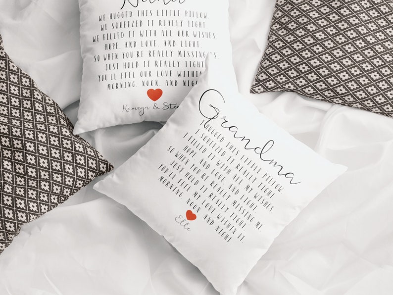 Personalized Grandma Throw Pillow, Hugs From Home, Grandkids Names image 1