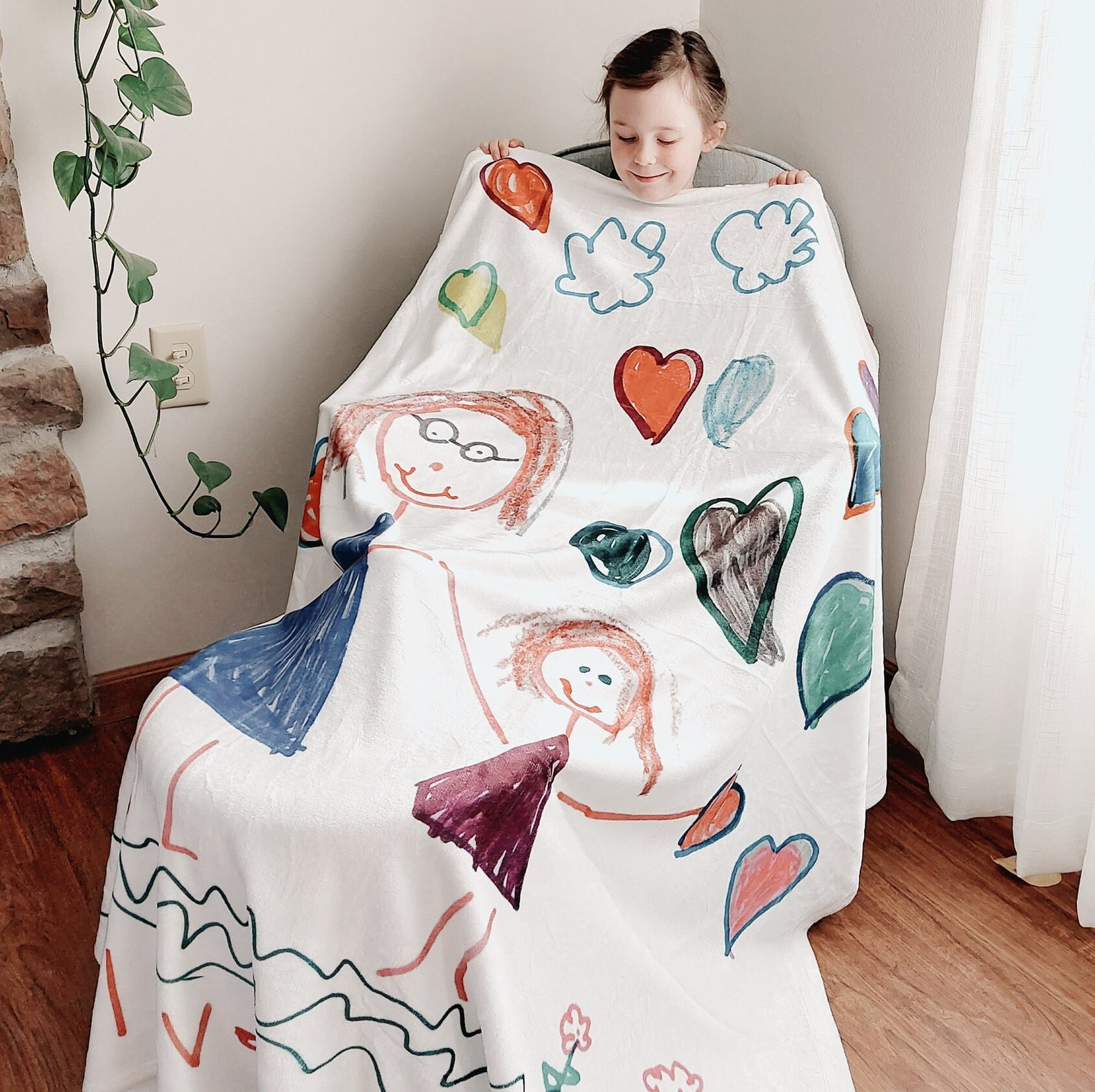 Custom Kids Drawing Blanket,kids Blanket Personalized,blanket With Kid