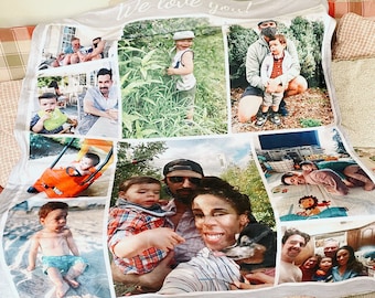 Custom Photo Blanket Collage, Personalized Picture Blanket With Text, Memorial Blanket, Family Blanket, Baby birthday Gift, mothers day gift
