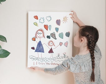 Drawing Gift,Custom Handwriting Sign,Family Keepsake,canvas Signs,Moms Handwriting,Childs Handwriting,Memorial Gift,Mothers Day Gift,Nana