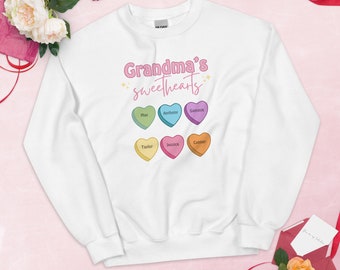 Personalized Grandma's Sweet Hearts Shirt, Custom Kid's Name Tee, Custom Sweet Hearts, Happy Valentines Day, Mother's Day Gift,Grandma Lover