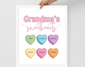 Personalized Sweetheart Wood Sign, Glammas Sweetheart Sign, Nana's Sweethearts, Grandma Valentine sign, Grandma's sweethearts