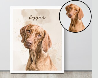 Watercolor Pet Portrait From Photo, Custom Dog Portrait, Personalized Dog, Pet Memorial, Birthday Gift For Her, Dog Mom, Christmas Gifts