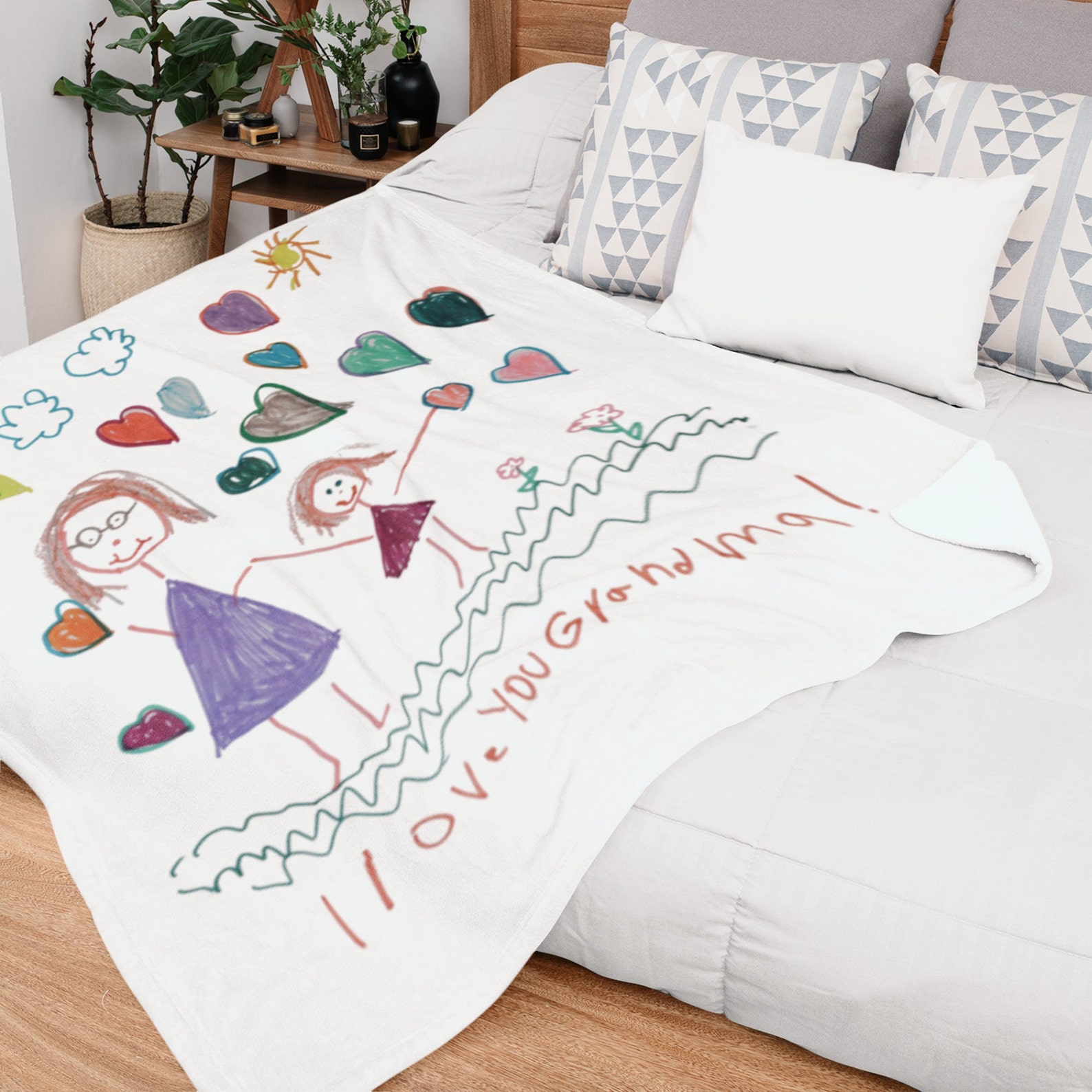 Custom Kids Drawing Blanket,kids Blanket Personalized,blanket With Kid