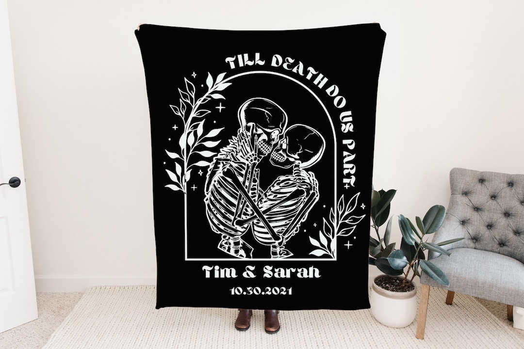 Custom Couple Blanket,halloween Skeletons, Wedding Personalized Blanket