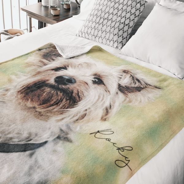Pet Blanket,Pet Photo Blanket,Pet Memorial Gift, Dog Photo Blanket,Custom Pet gift,custom photo blanket,Dog loss gift,Dog portrait,Sketch