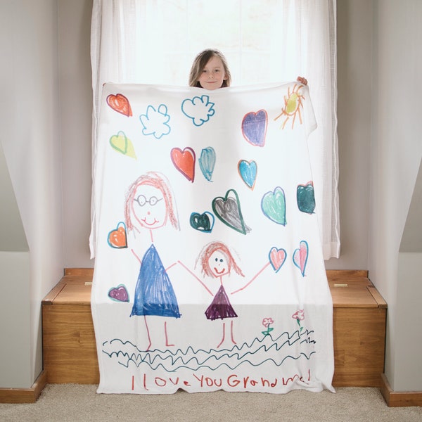 Custom kids drawing blanket,Kids blanket personalized,blanket with Kid's Drawing,Gift for parents from kids, Memorable Gift,mothers day gift