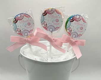 15 Two Sweet personalized Birthday Lollipops. Lollipops are ONE AND a HALF inches round.