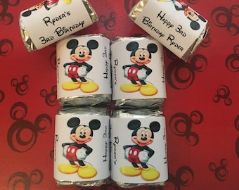 60 Mickey Mouse Birthday Candy Wrappers