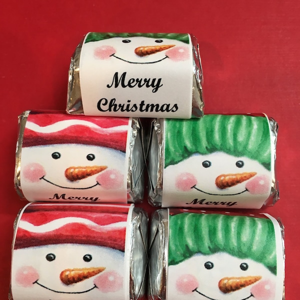 60 Snowman Christmas Candy Wrappers Favors