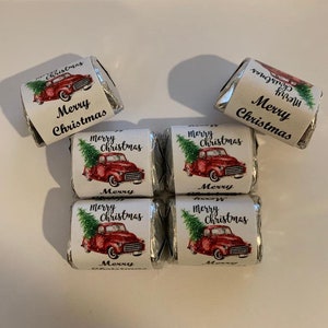 60 Red Truck Christmas Candy Wrappers