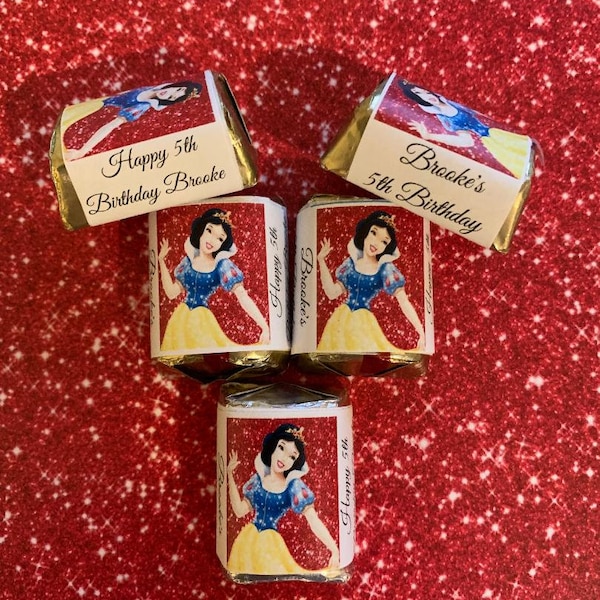 60  Snow White Birthday Candy Wrappers Favors