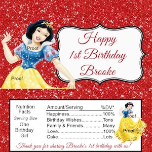 15 Snow White Birthday Candy Bar Wrappers