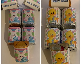 60 Easter Candy Wrappers Favors Bunny or Chicks