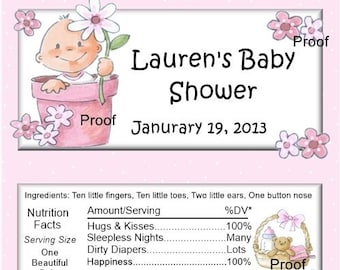 15 Baby Girl with flowers Baby Shower Candy Bar Wrappers