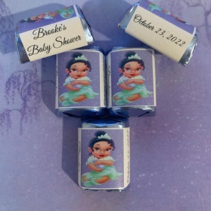 60 Baby Princess Tiana Baby Shower Candy Wrappers Favors