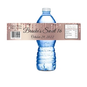 15 Sweet 16 Water Bottle Wrapers self stick