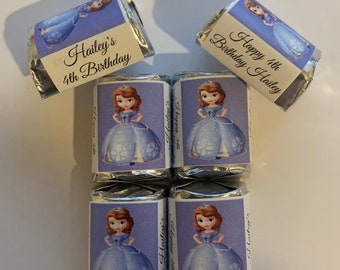 60 Sofia the First Birthday Candy Wrappers