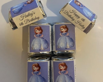 60 Sofia the First Birthday Candy Wrappers