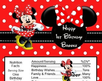 15 Minnie Mouse Birthday Candy Bar Wrappers Favors