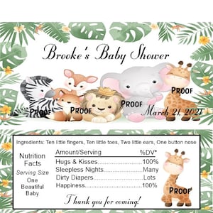 15 Safari Animal Baby Shower Candy Bar Wrappers