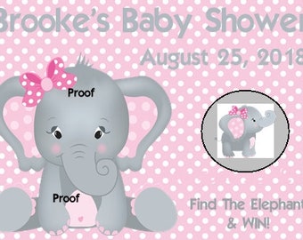 Baby Elephant Baby Shower Scratch Off Tickets Pink, Blue, green or Yellow