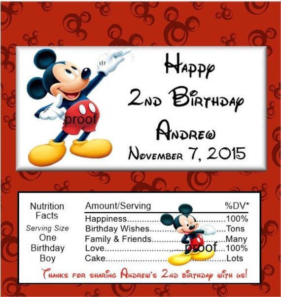 thumbnail image 2 of Mickey Mouse Mini Candy Bar Wrappers – Set Of 48 – Birthday Party Favors 2 of 5