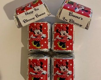 60 Minnie Mouse Birthday Candy Wrappers