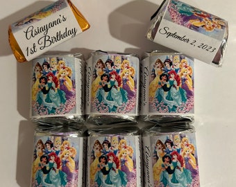 60 Princess Birthday Candy Wrappers Favors