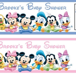 15 Disney Babies Personalized  Baby Shower  Water Bottle Wrappers self stick