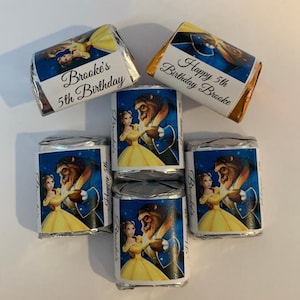 60  Beauty and the Beast Birthday Candy Wrappers Favors
