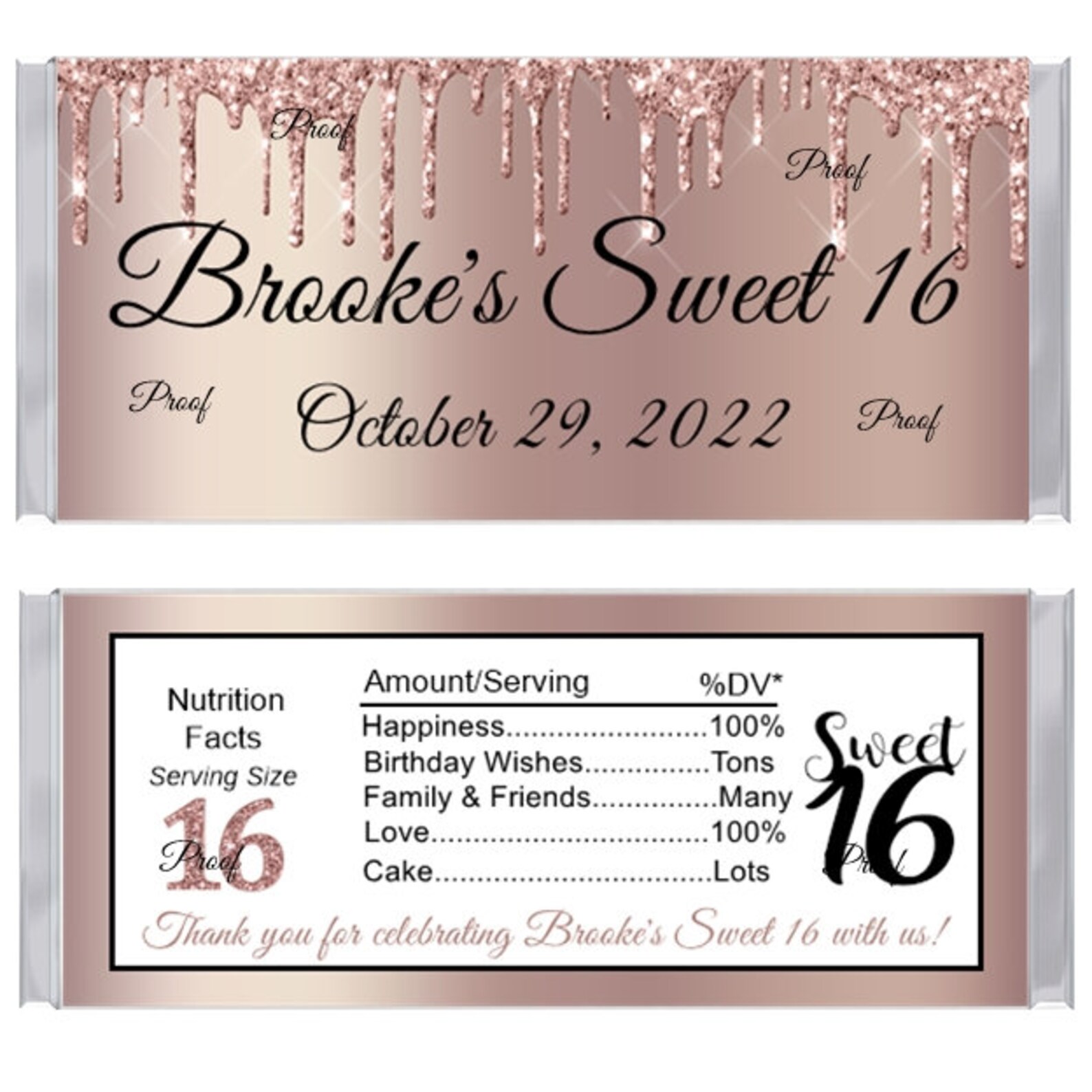 15 Sweet 16 Birthday Candy Bar Wrappers - Etsy