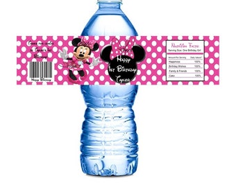 15  Minnie Mouse personalized Water Bottle Wrappers