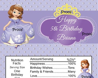 15 Sofia the First Birthday Candy Bar Wrappers Favors