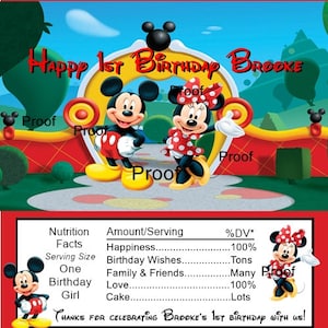 15 Mickey Mouse Clubhouse Birthday Personalized Candy Wrappers