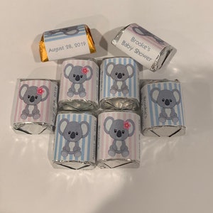 60 Baby Koala Baby Shower Candy Wrappers Favors Pink or Blue