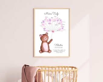 Baptism guest book little bear girl