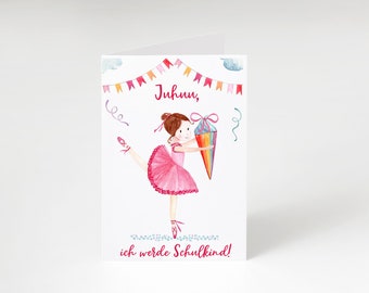 School child folding card invitation - digital product