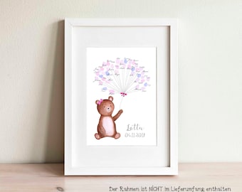 Guestbook "Little Bear - Girl" - Fingerprint Tree