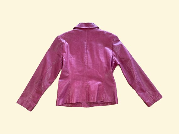 Vintage Bagatelle Pink Leather Blazer Size Medium… - image 3